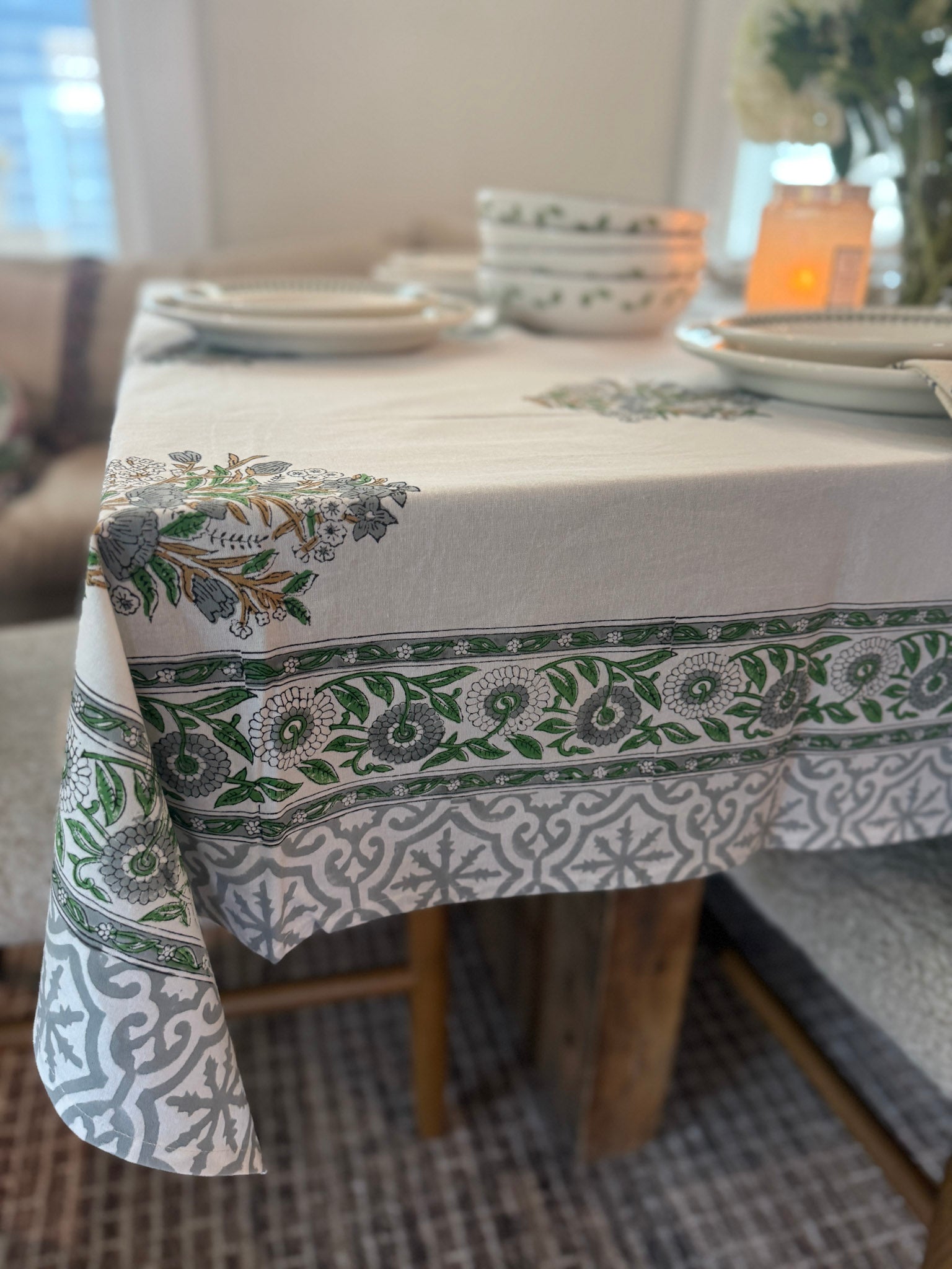 Block Print Tablecloth Multi-Color
