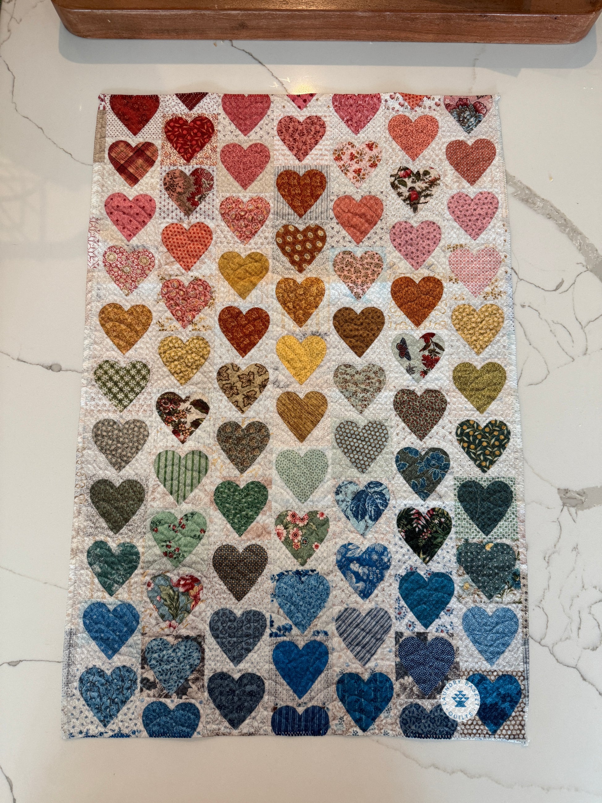 Heart Print Quilt Effect Kitchen Towel
