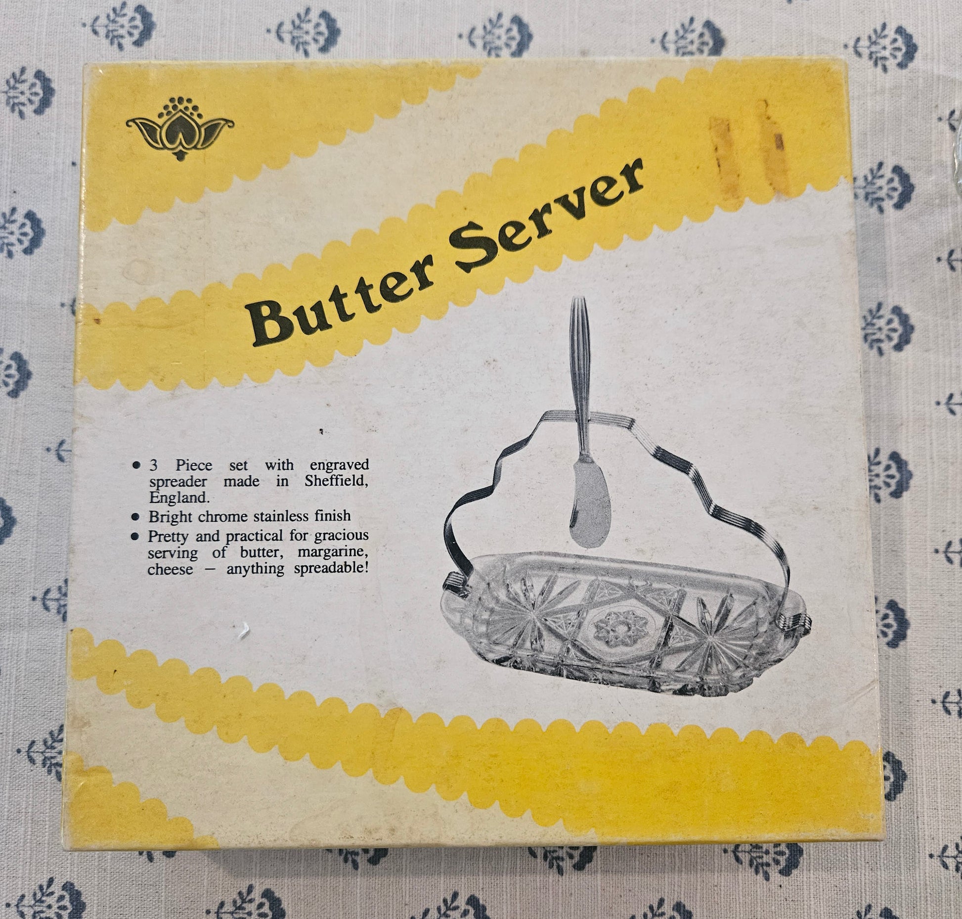 Vintage Butter Server Crystal Dish Server Set