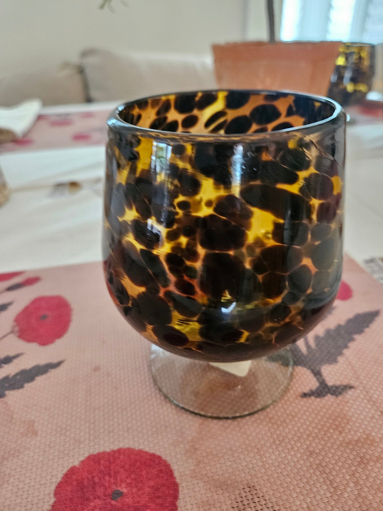 Tortoise Shell Glass Goblet