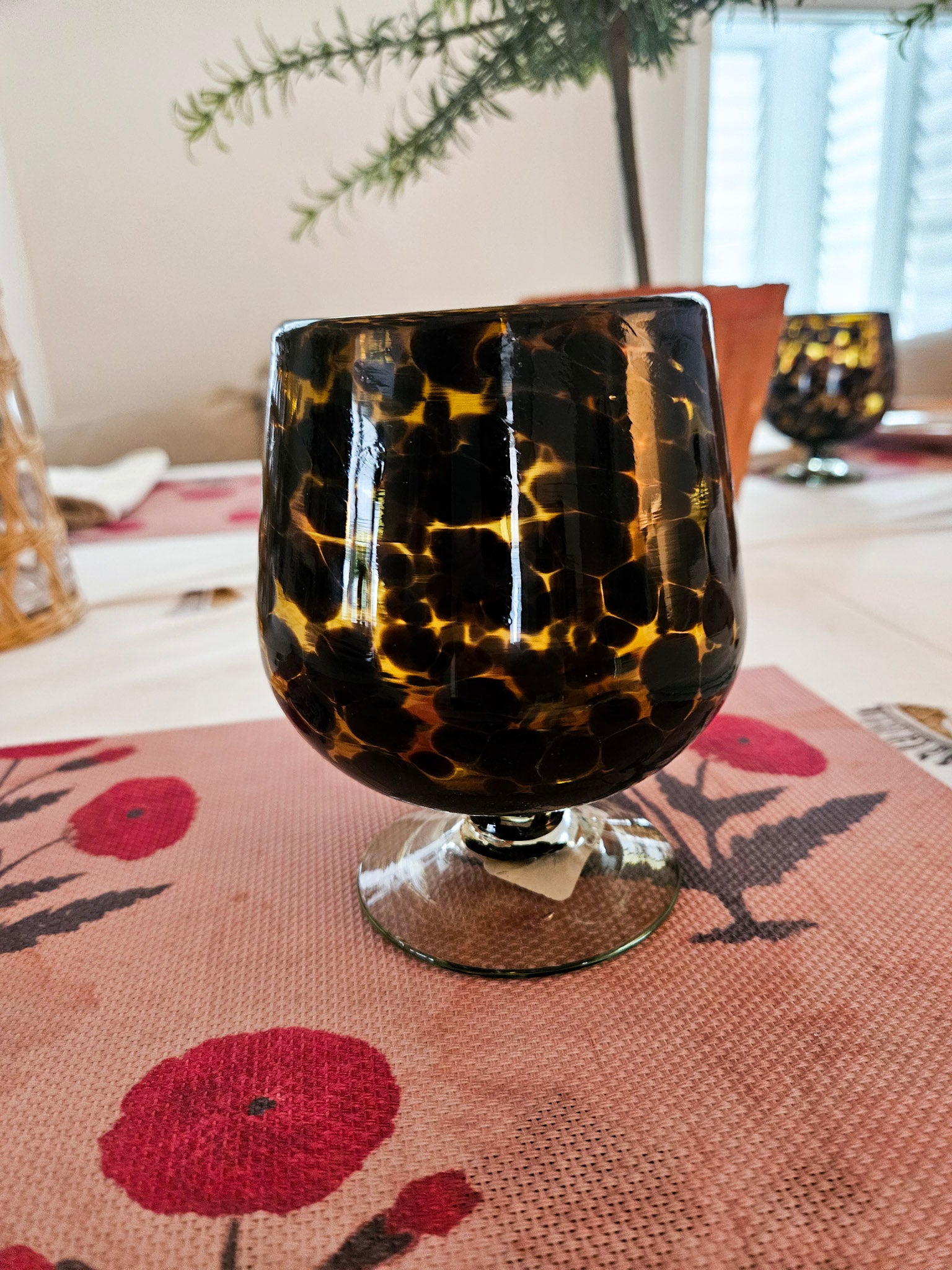 Tortoise Shell Glass Goblet