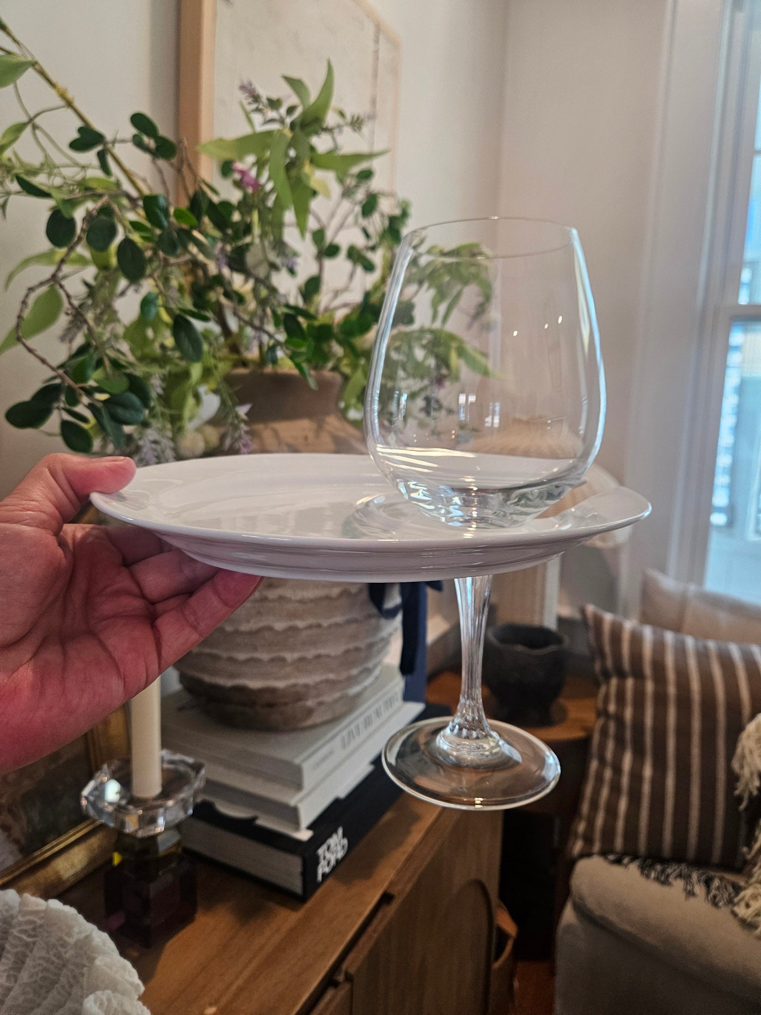 Wine and Appetizer Plate – Party Plate with Wine Glass Holder