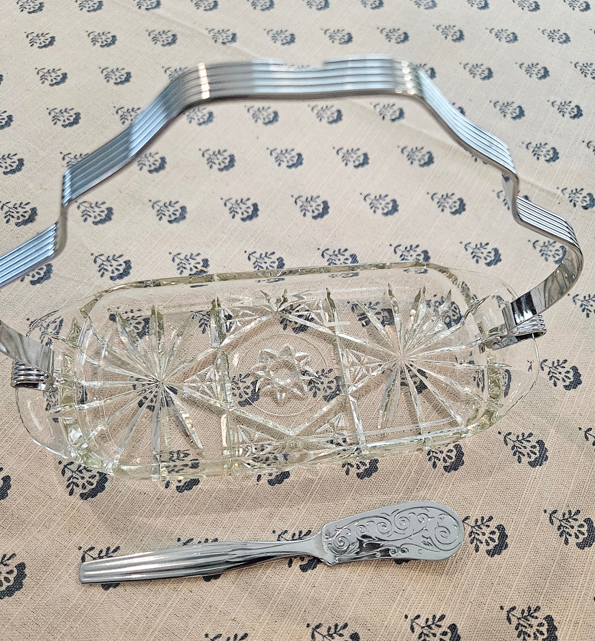 Vintage Butter Server Crystal Dish Server Set