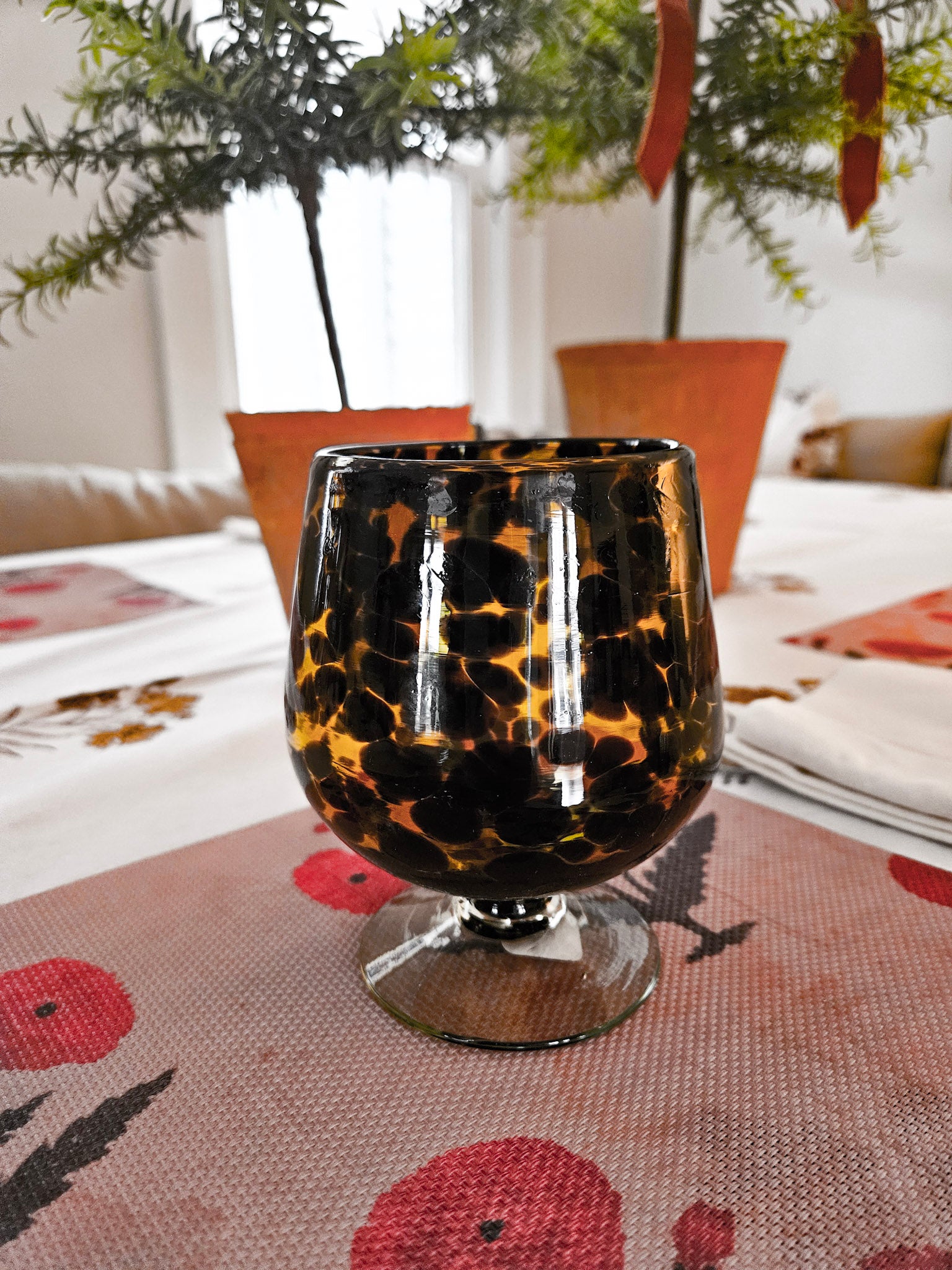 Tortoise Shell Glass Goblet