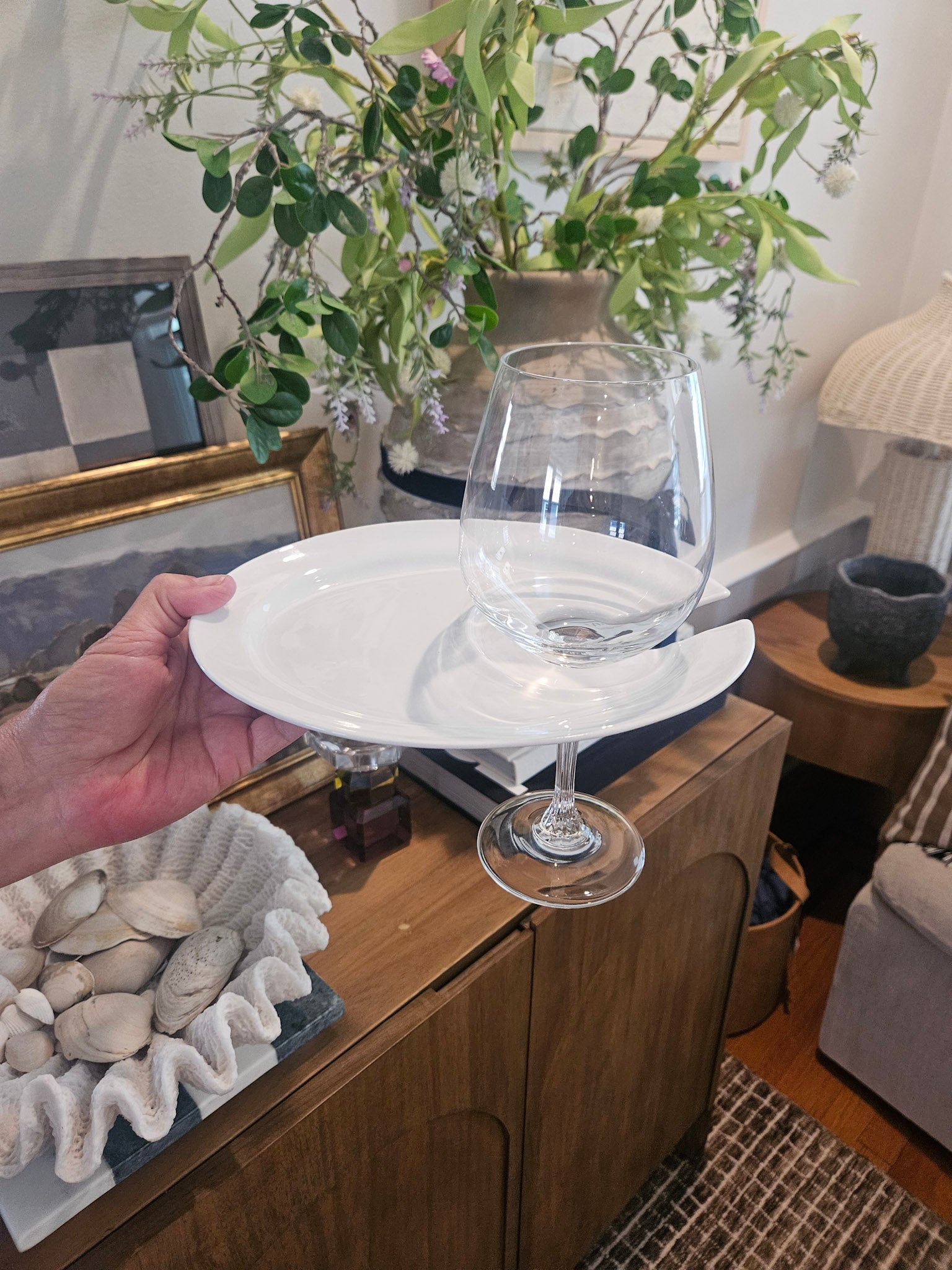 Wine and Appetizer Plate – Party Plate with Wine Glass Holder
