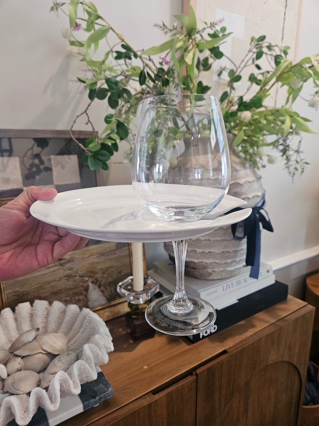Wine and Appetizer Plate – Party Plate with Wine Glass Holder