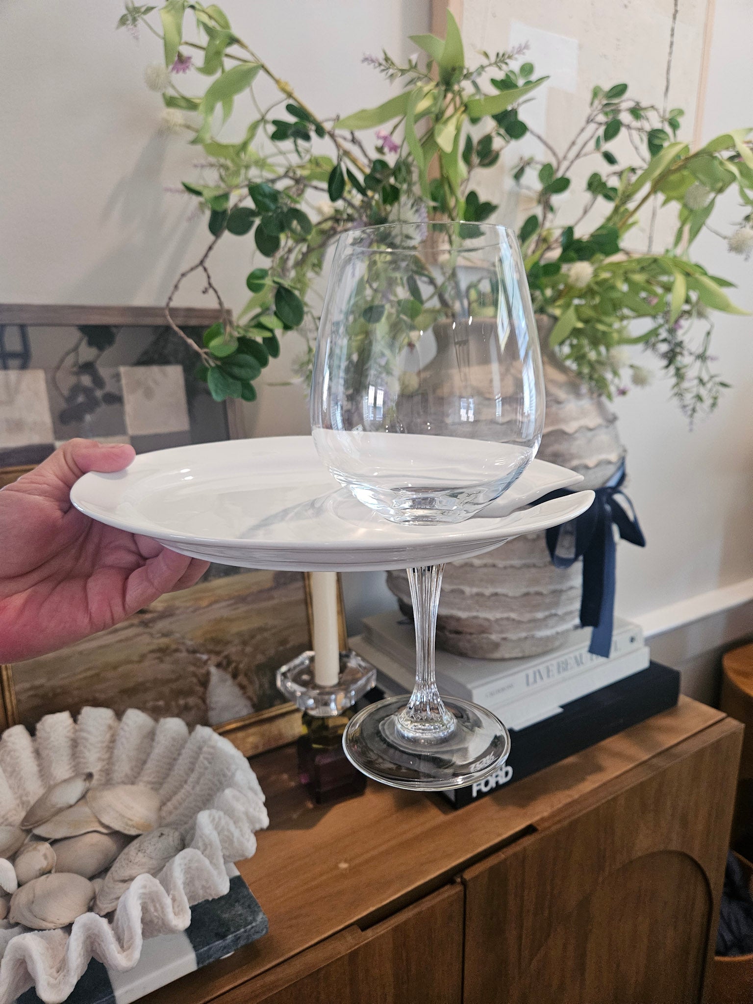 Wine and Appetizer Plate – Party Plate with Wine Glass Holder