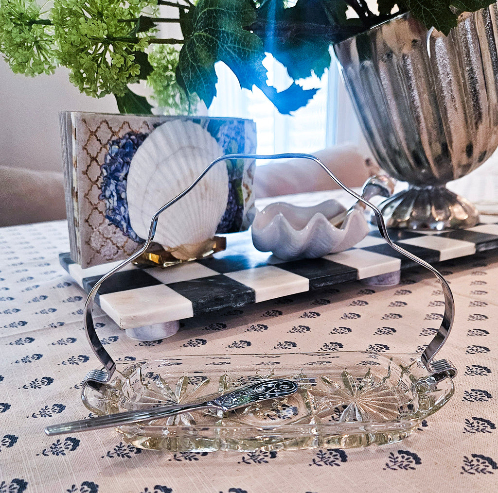 Vintage Butter Server Crystal Dish Server Set