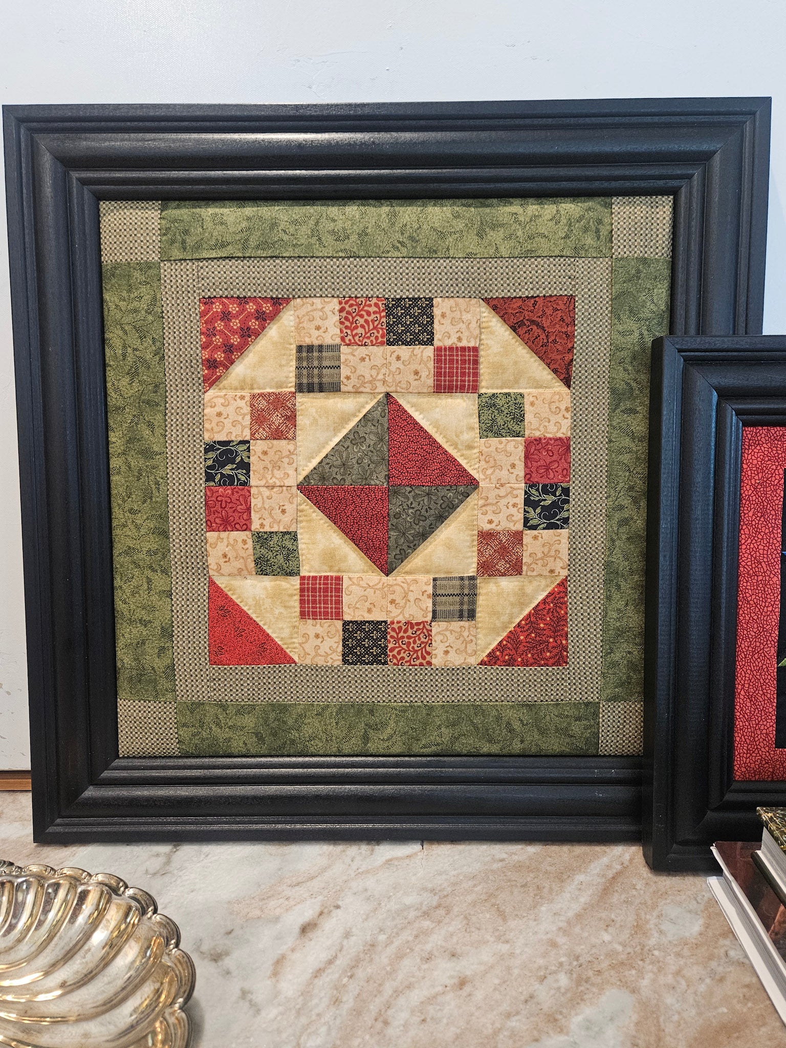 Framed Quilted Patchwork Wall Art - Rustic Americana