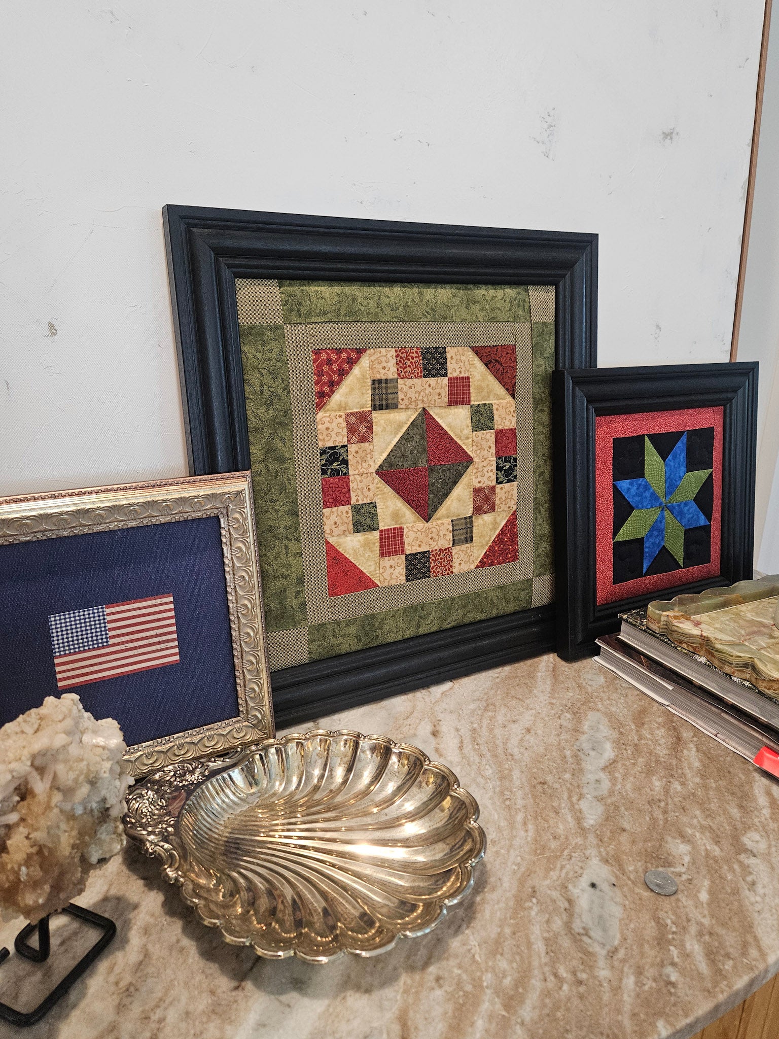 Framed Quilted Patchwork Wall Art - Rustic Americana