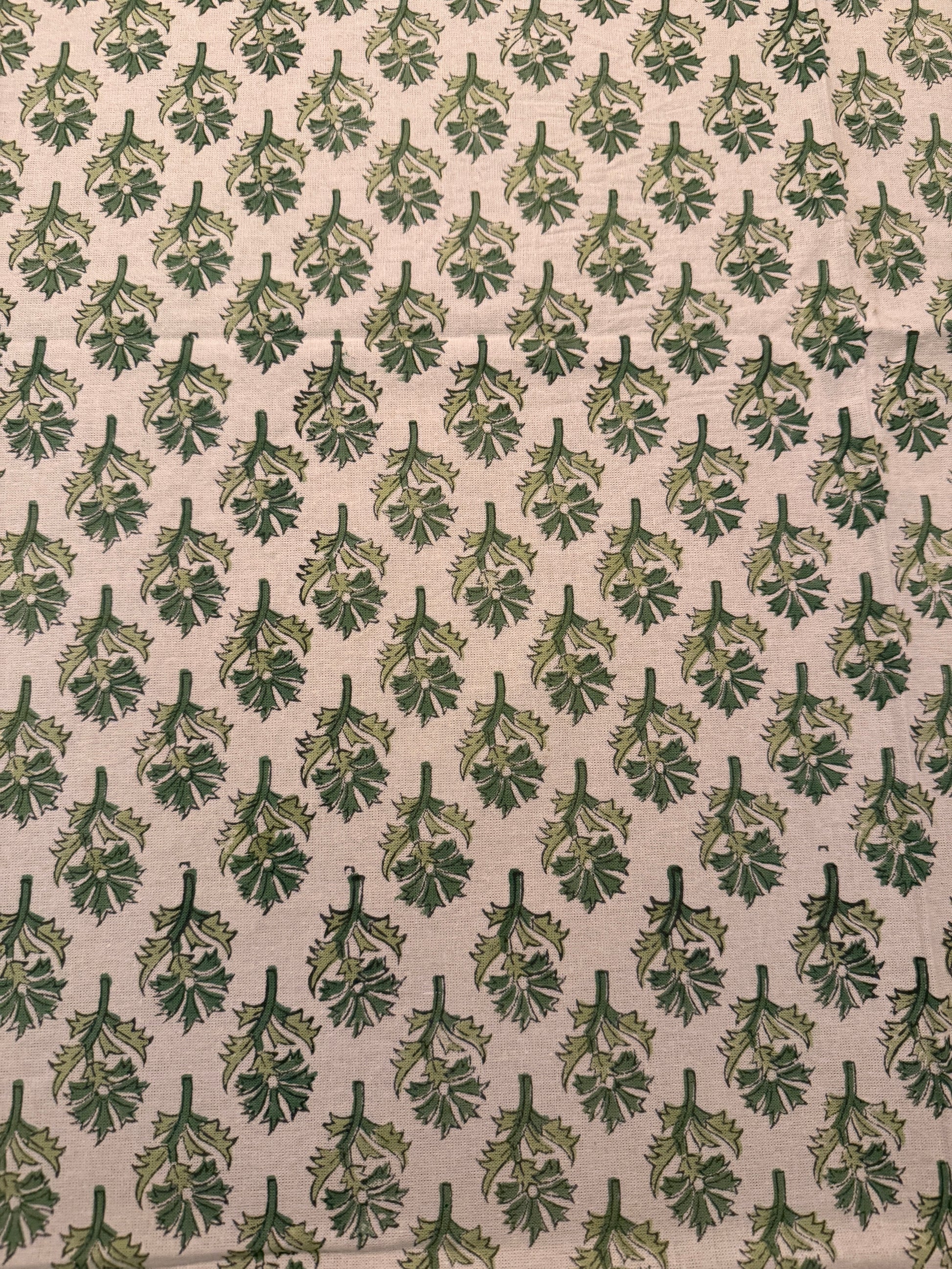 Ligher Green Floral Motif Block Print Tablecloth