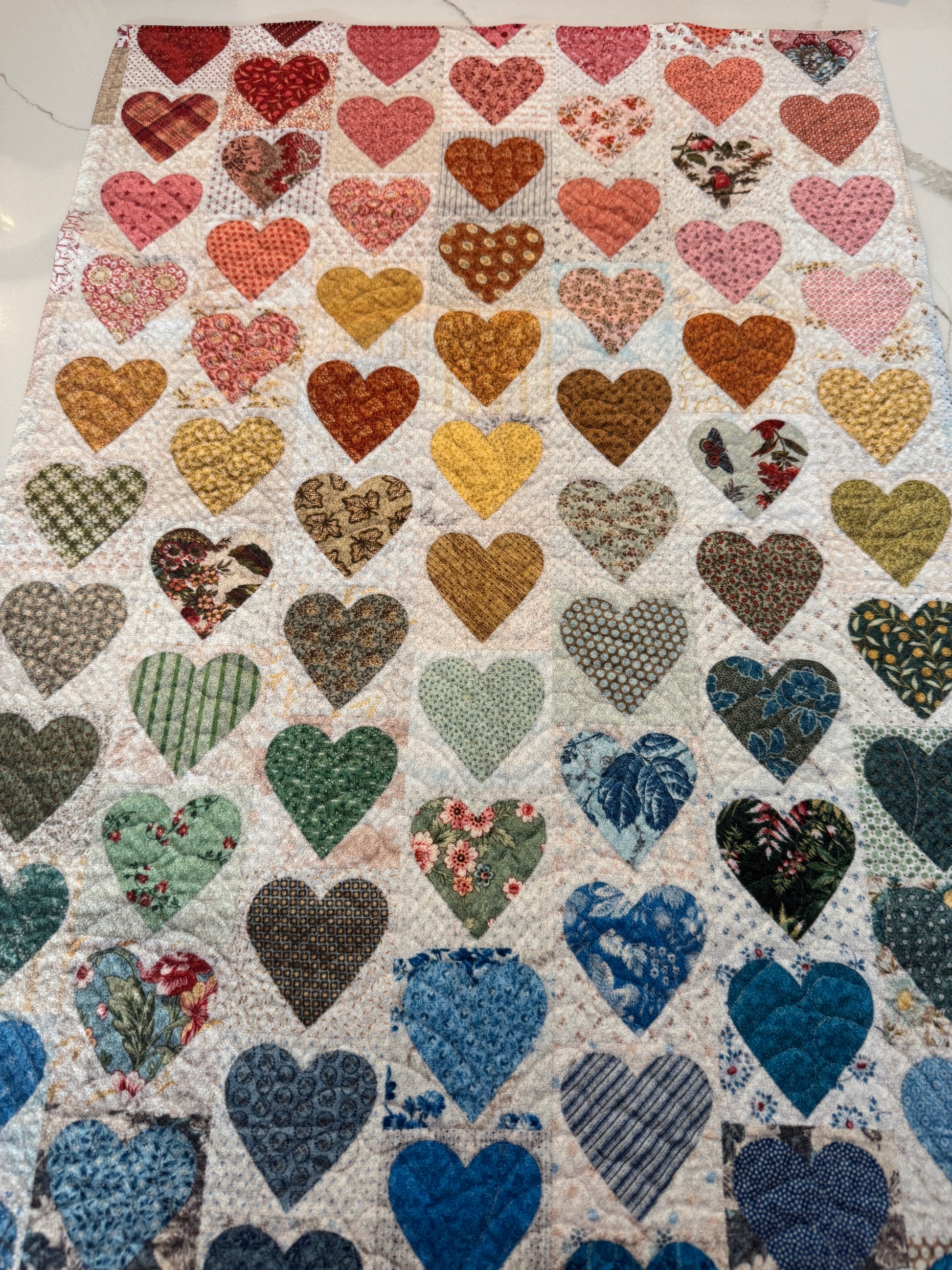 Heart Print Quilt Effect Kitchen Towel