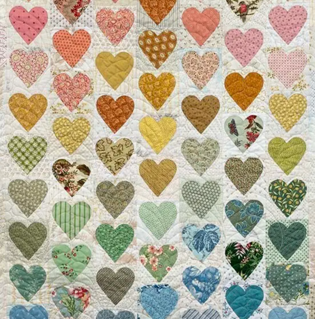 Heart Print Quilt Effect Kitchen Towel