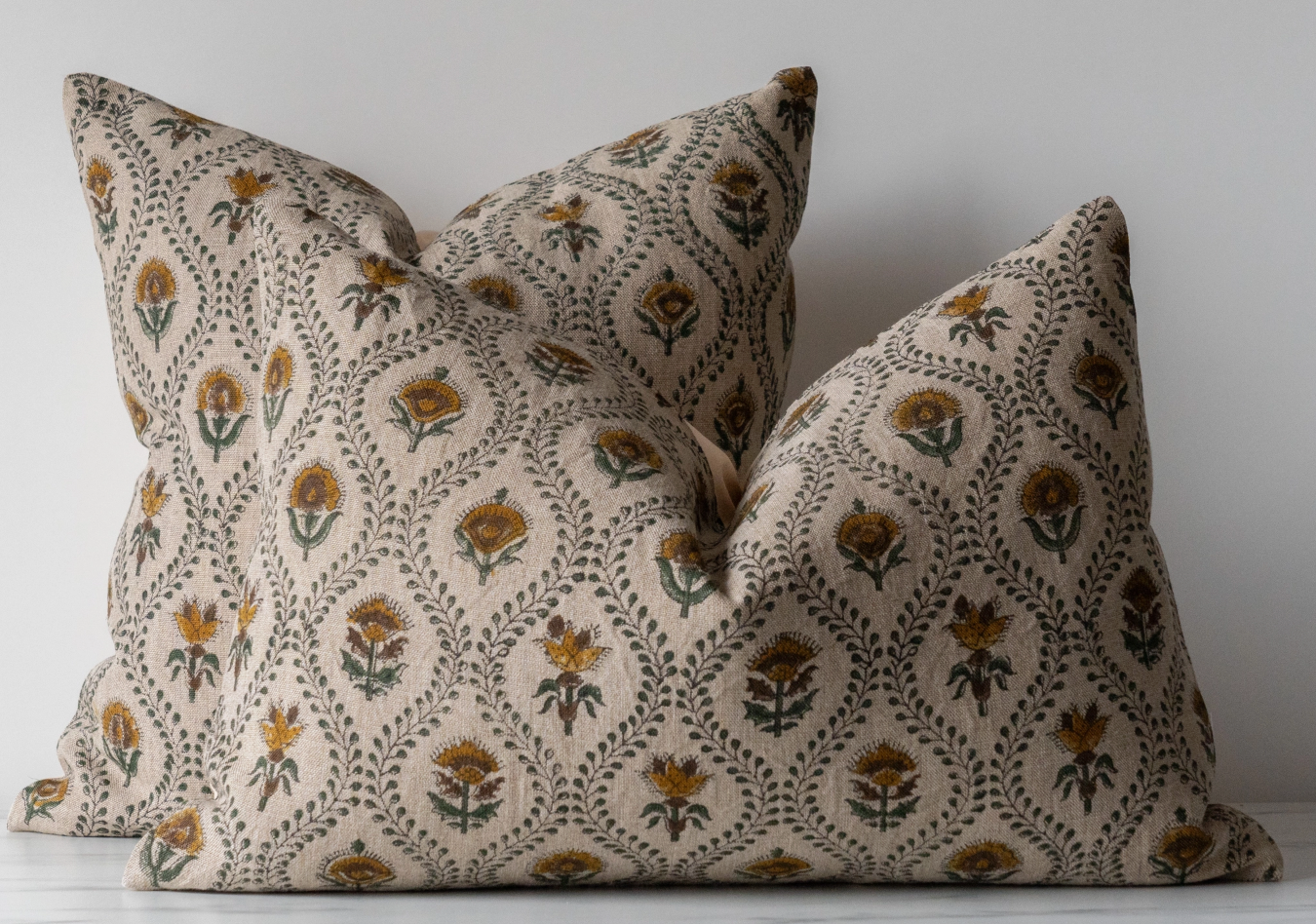Botanical Block Print Throw Pillow